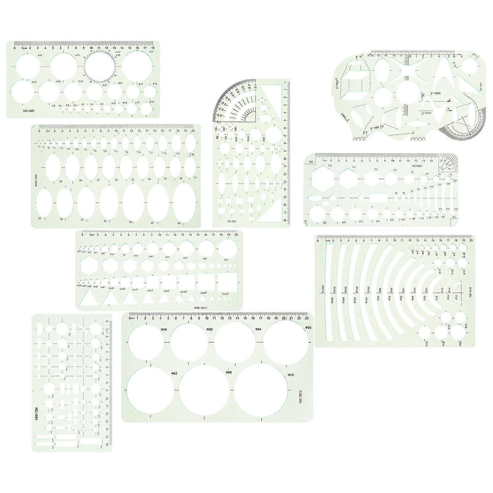 Measurement Templates 9Pcs Geometric Drawing Templates for Math Use