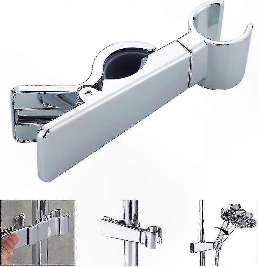 Universal Adjustable Shower Head Holder with 18-25mm Slide Bar and 45° Rotation Rail Mount