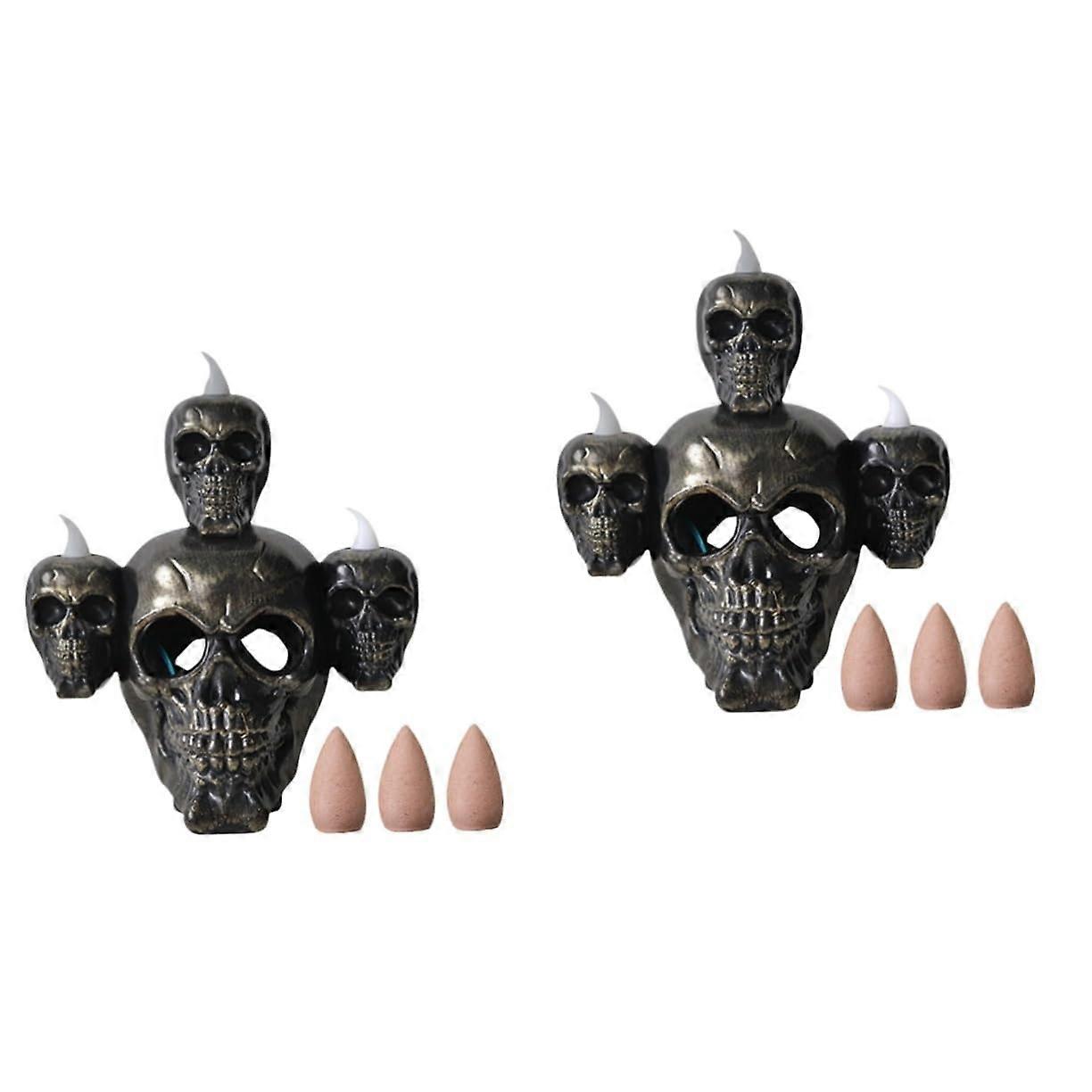 Halloween Aromatherapy Candle Lamp Set Of 2, Unique Skull Smoke Lamp For Home Decor, Mysterious Light For Parties