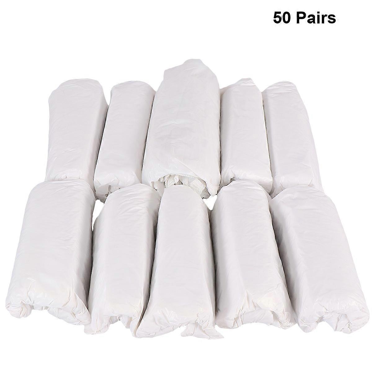 White Disposable Arm Sleeves Made of PE for Protection Comfortable Lightweight and Easy to Wear Take Off Comes in 1 Box 50 Pairs