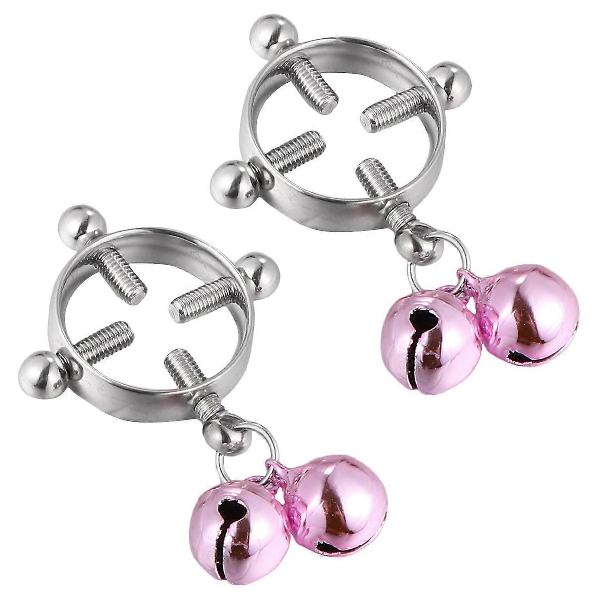 Pink Colorful Bell Ring for Decoration 1Pair Adjustable Studs
