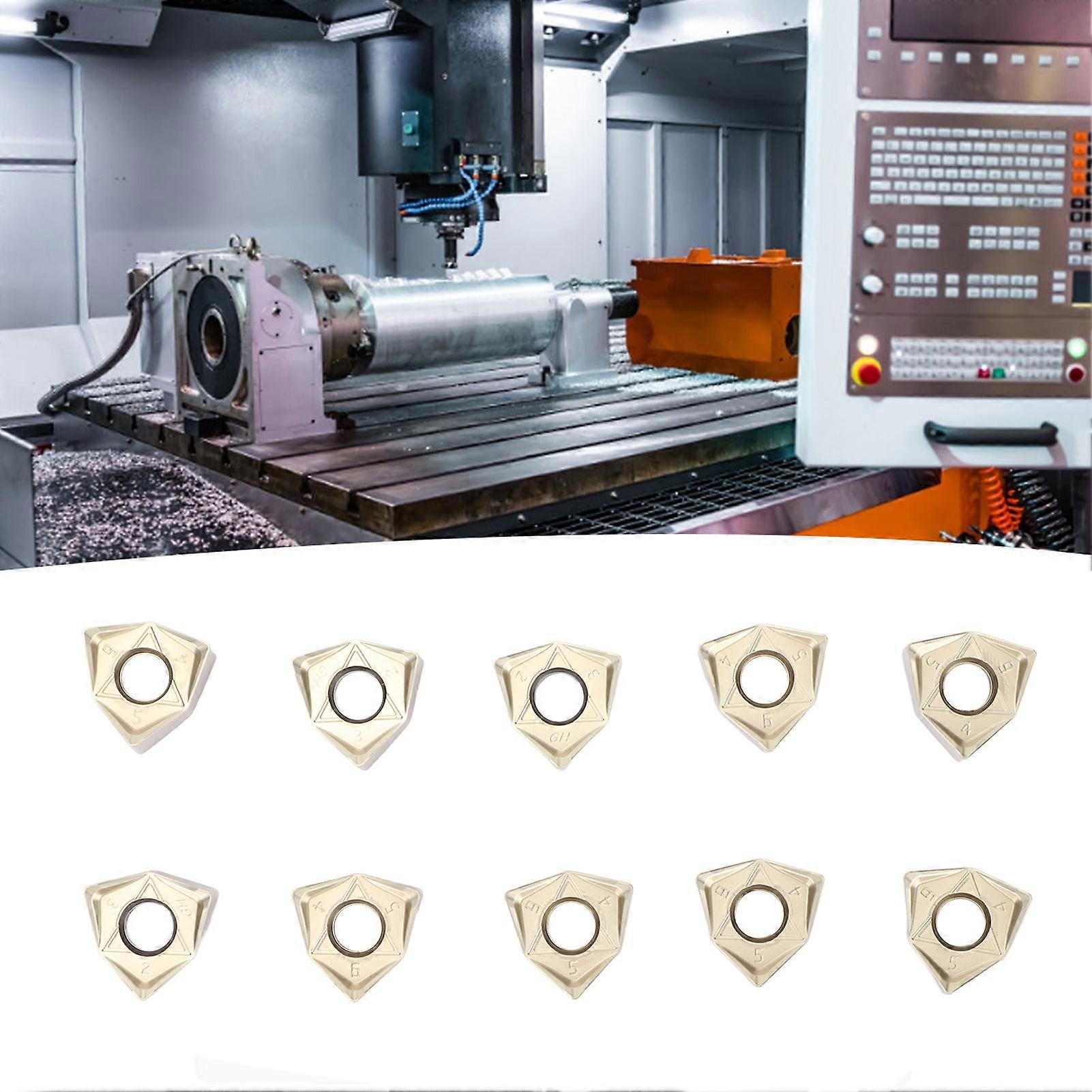 10 Pcs Silver Coated Carbide Inserts for Lathe Turning 10mm