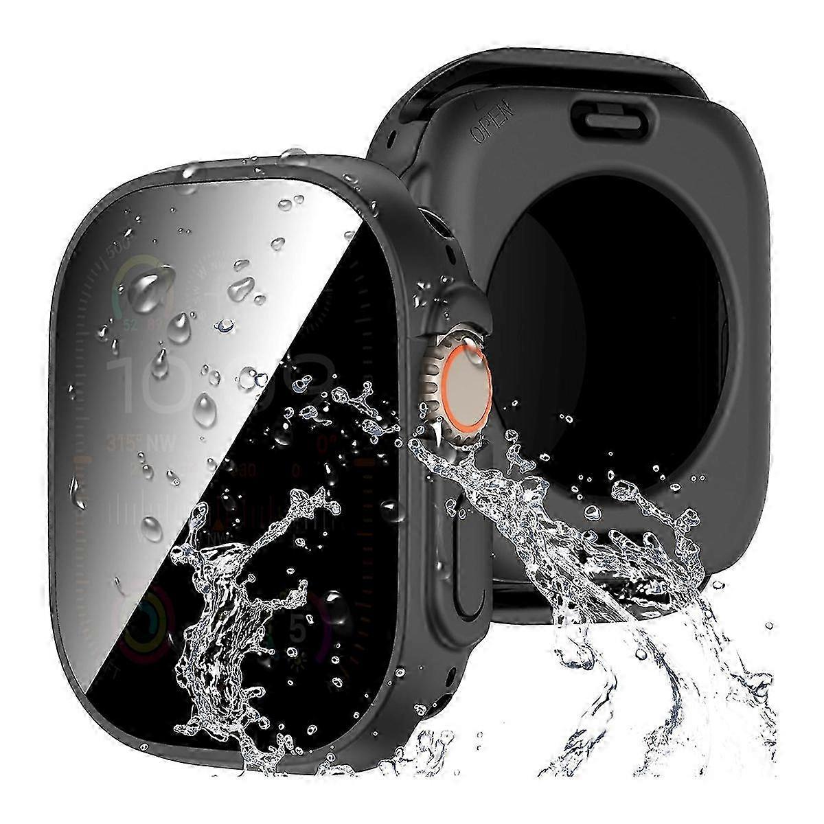 Revamped 2-in-1 Case with Watc Waterproof Privacy Screen Protector for Ultra 2 / 49mm - Black