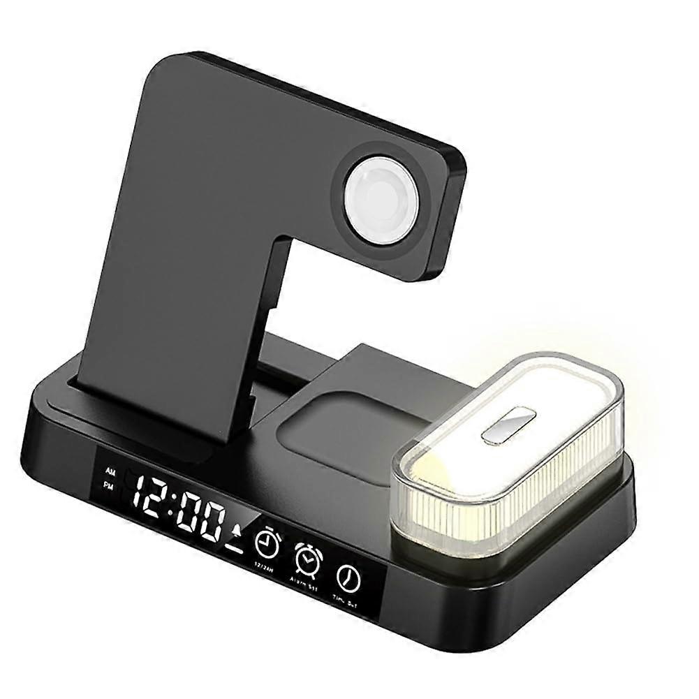 USB Plug Watch Wireless Charger Qi Stand For Phone Alarm Clock Compatible With iPhone Android Fast Charging Base