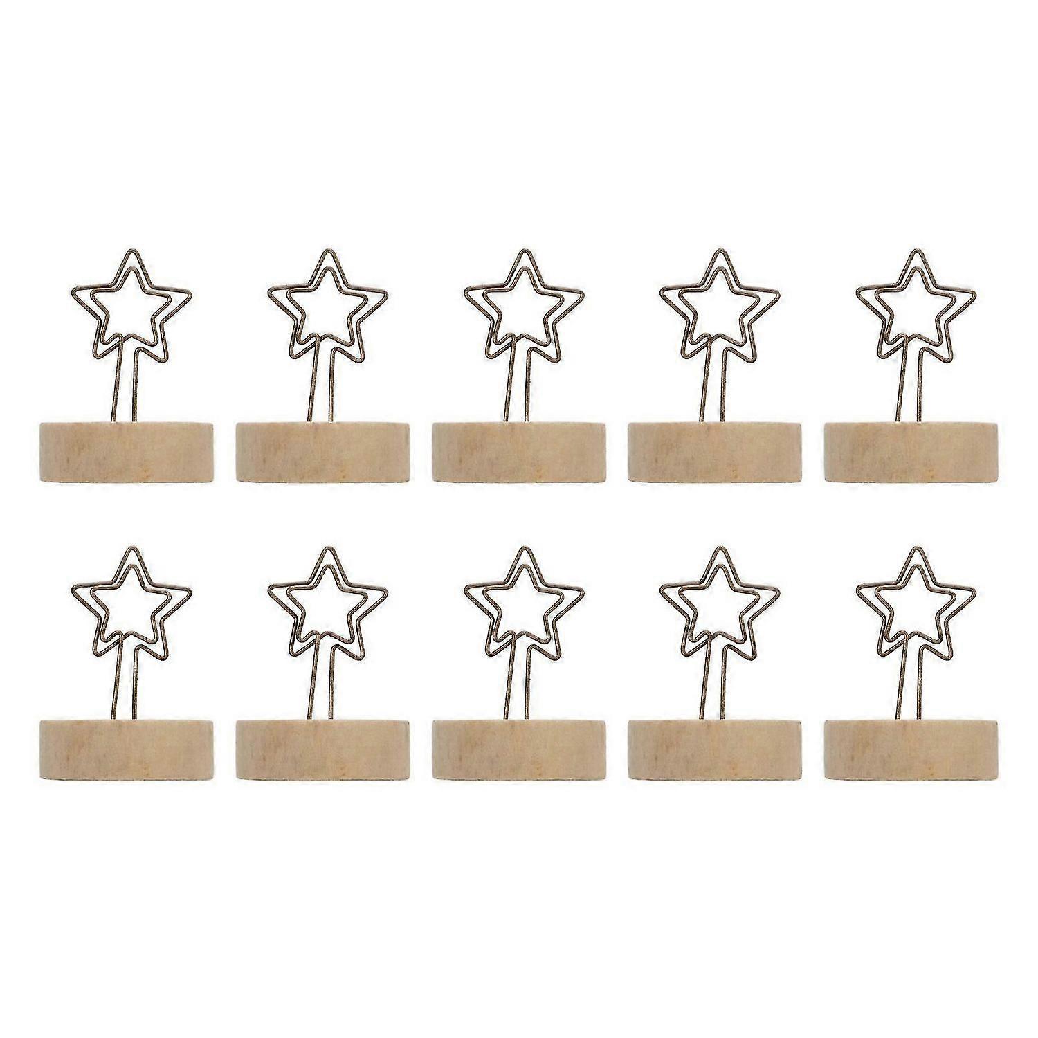 2025 Latest Model 10 Pcs Place Card Holder Vertical Log Star Shaped Wooden