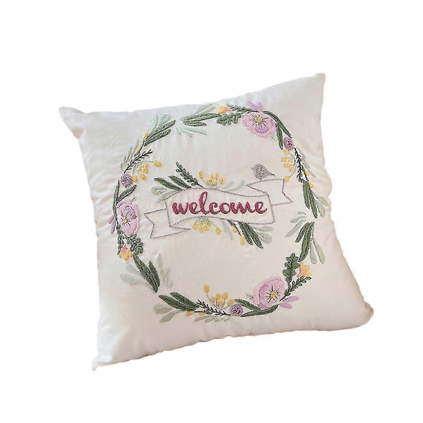 Embroidery Pillow Kit DIY Handmade Needlework with Pattern for Adults Home Decor