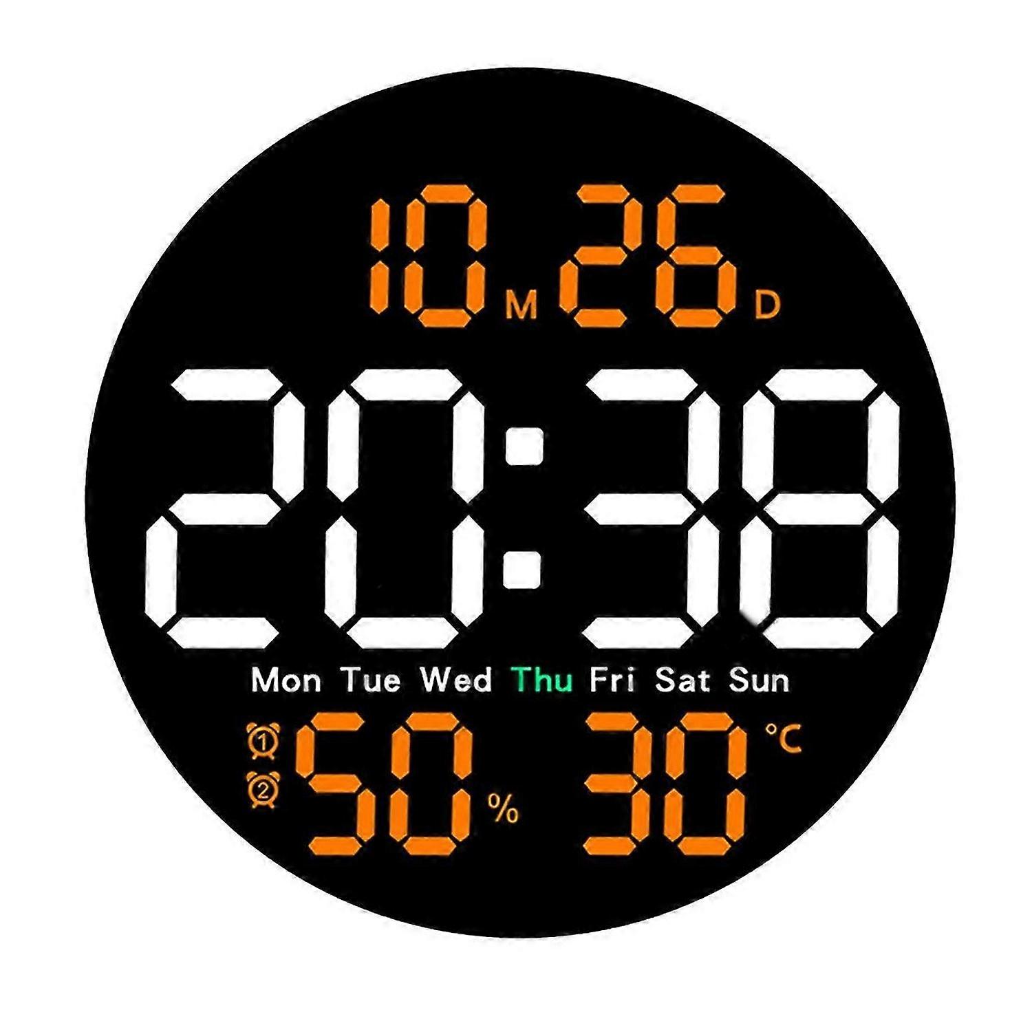 10Inch Temperature Humidity Digital Wall Clock Green