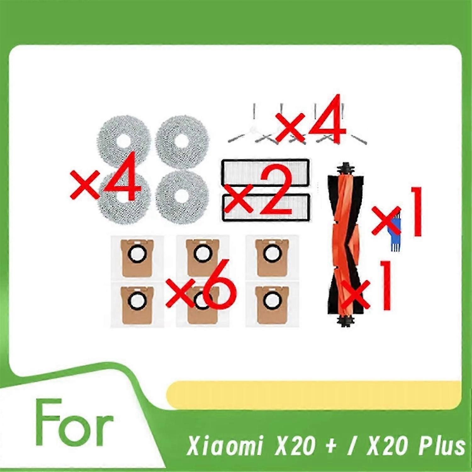 Sweeper Accessories for Robot Vacuum X20 + / X20 Plus Parts Main Side Brush Hepa Filter Mop Cloth Dust Bags