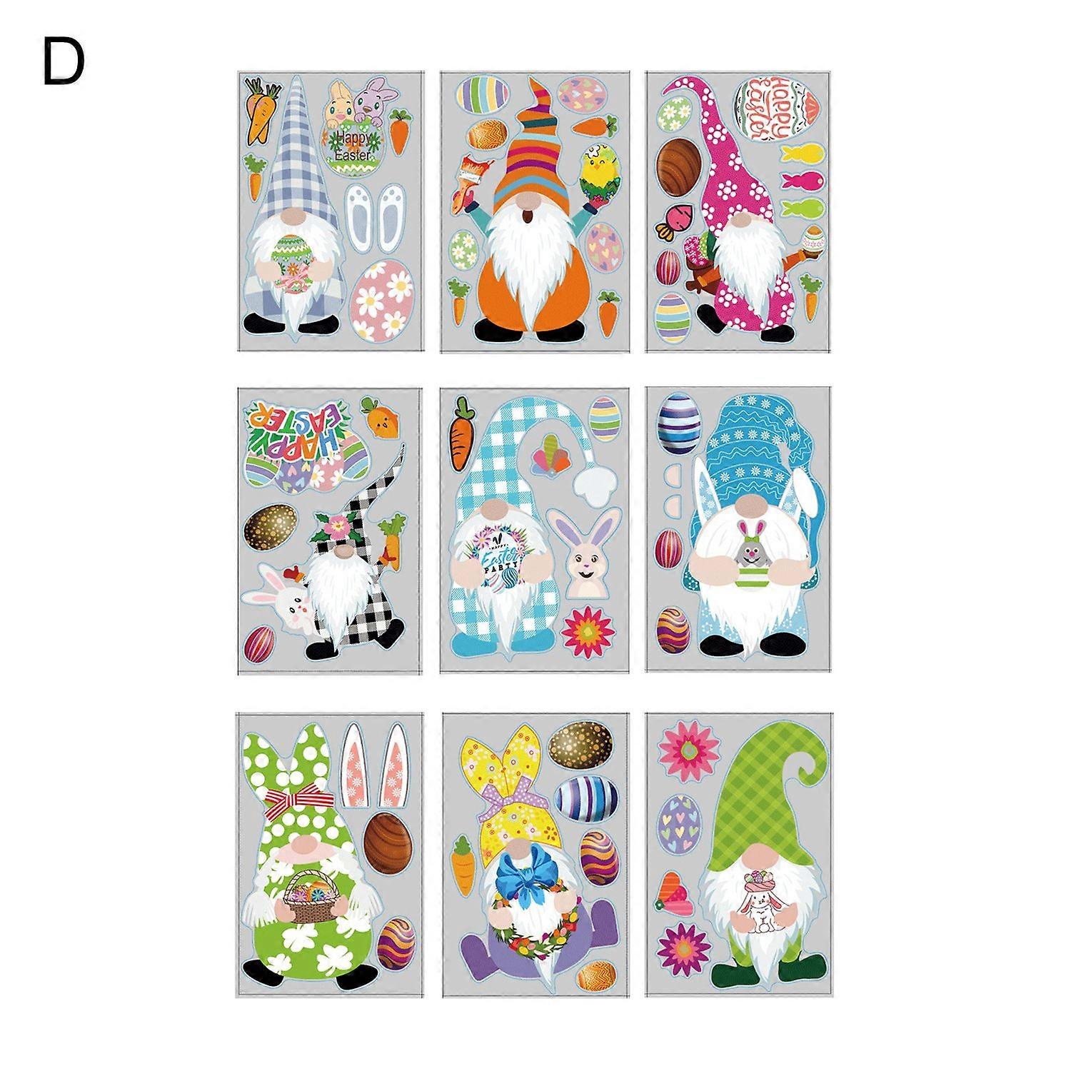 1 Set Window Sticker Creative Shape Waterproof PVC Colorful Easter Rabbit Eggs Window Electrostatic