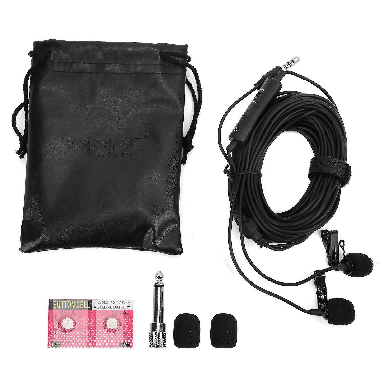 Microphone cravate à pince pour réduction de bruit profonde, pour téléphones portables, ordinateurs, mixeurs, EM2 (double tête)