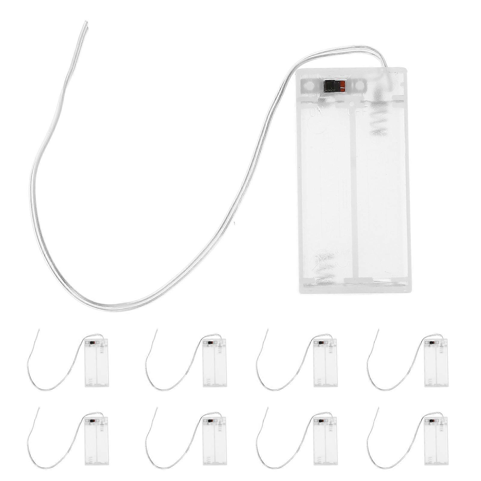 LED String Lights Battery Holders Rectangular Transparent Abs Power Supply 10Pcs