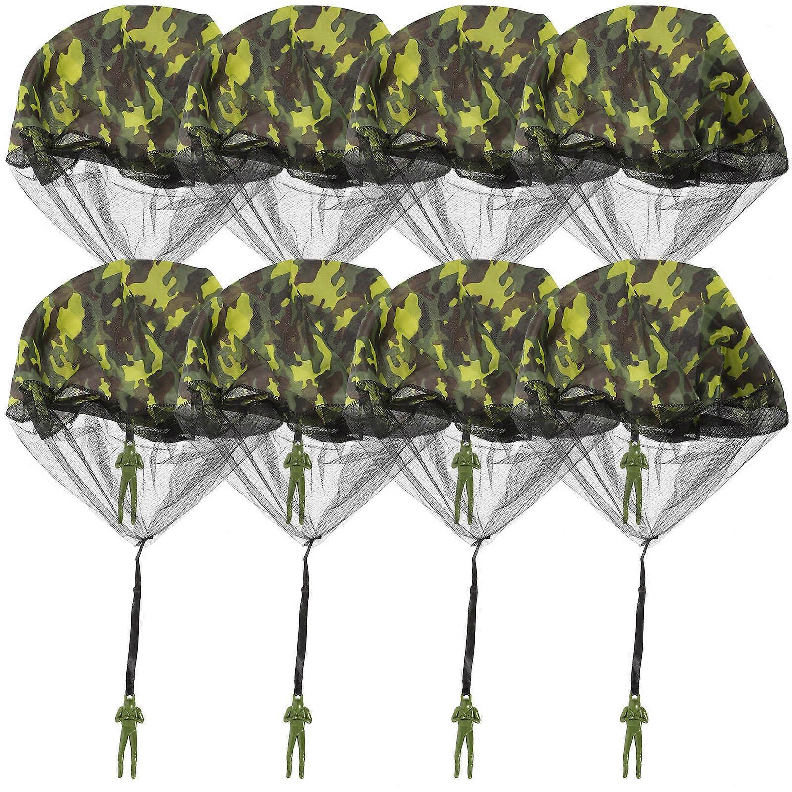 Outdoor Flying Parachute Toys for Kids Hand Throw Camouflage 8Pcs Set