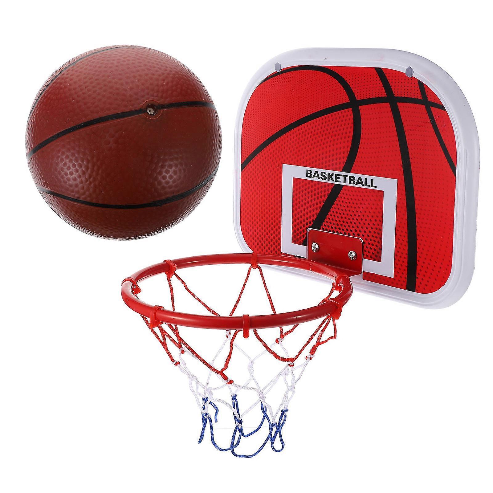 Red Hanging Basketball Hoop Plastic Iron Board 1Set for Playing Use