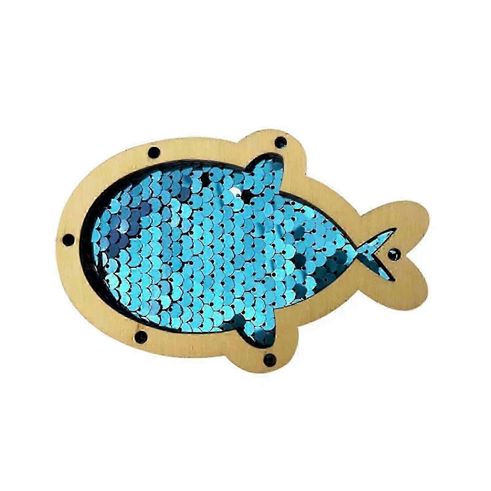 Shimmering sequin fish for busy boards make children's fine motor skills training board for sensory development blue