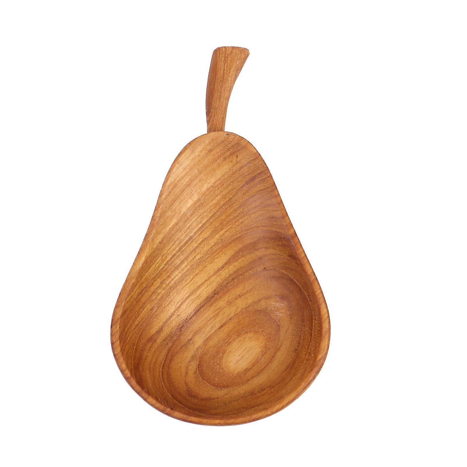 Small Saucer Wooden Holding Flavor Pear-Shaped Light Brown 4.1×2.4×0.4in 1Pcs