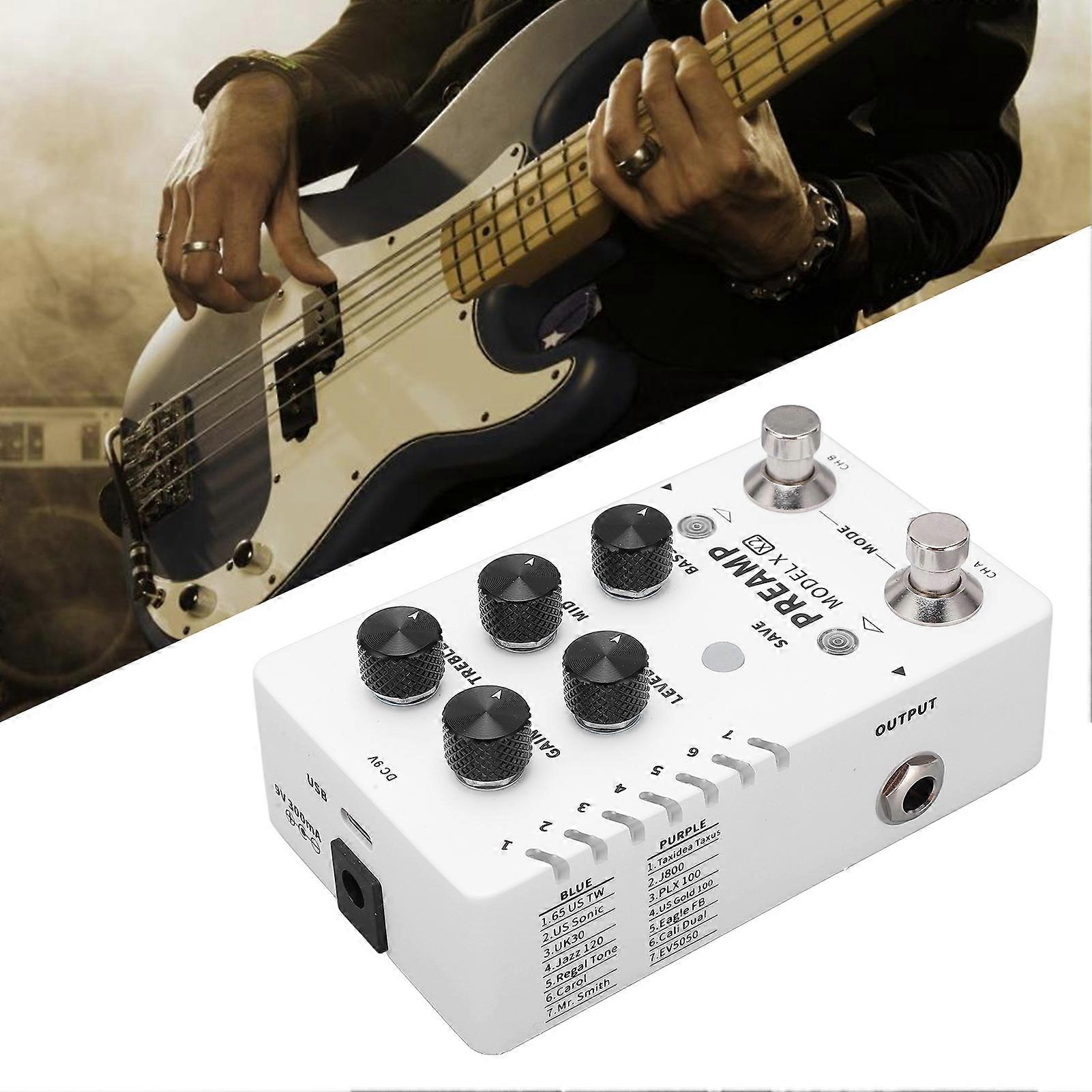 Digital Preamp Effect Pedal GIR Box Multi Channel White Metal