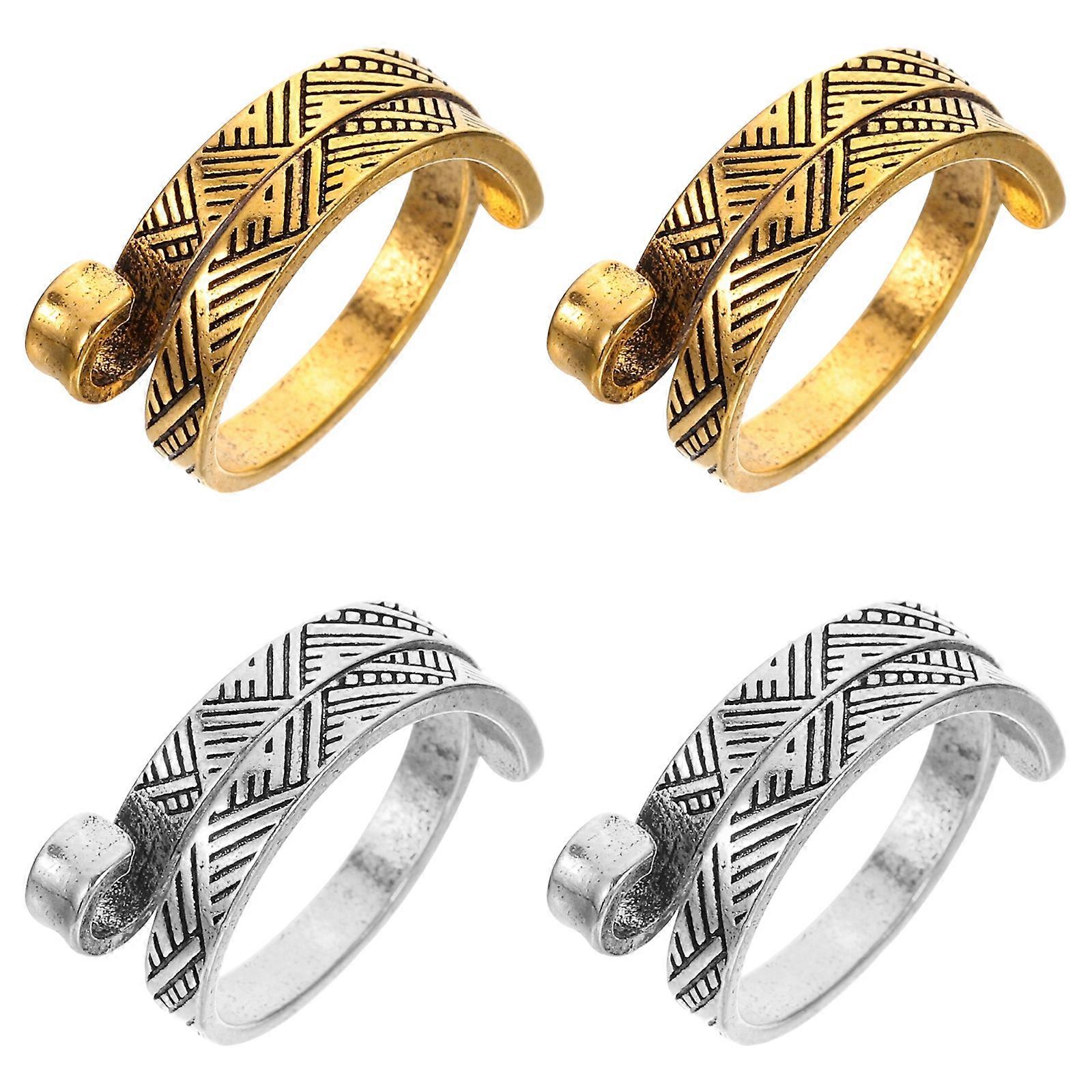 Crochet Ring Decorative Finger Rings for Knitting 4Pcs Assorted Color Alloy