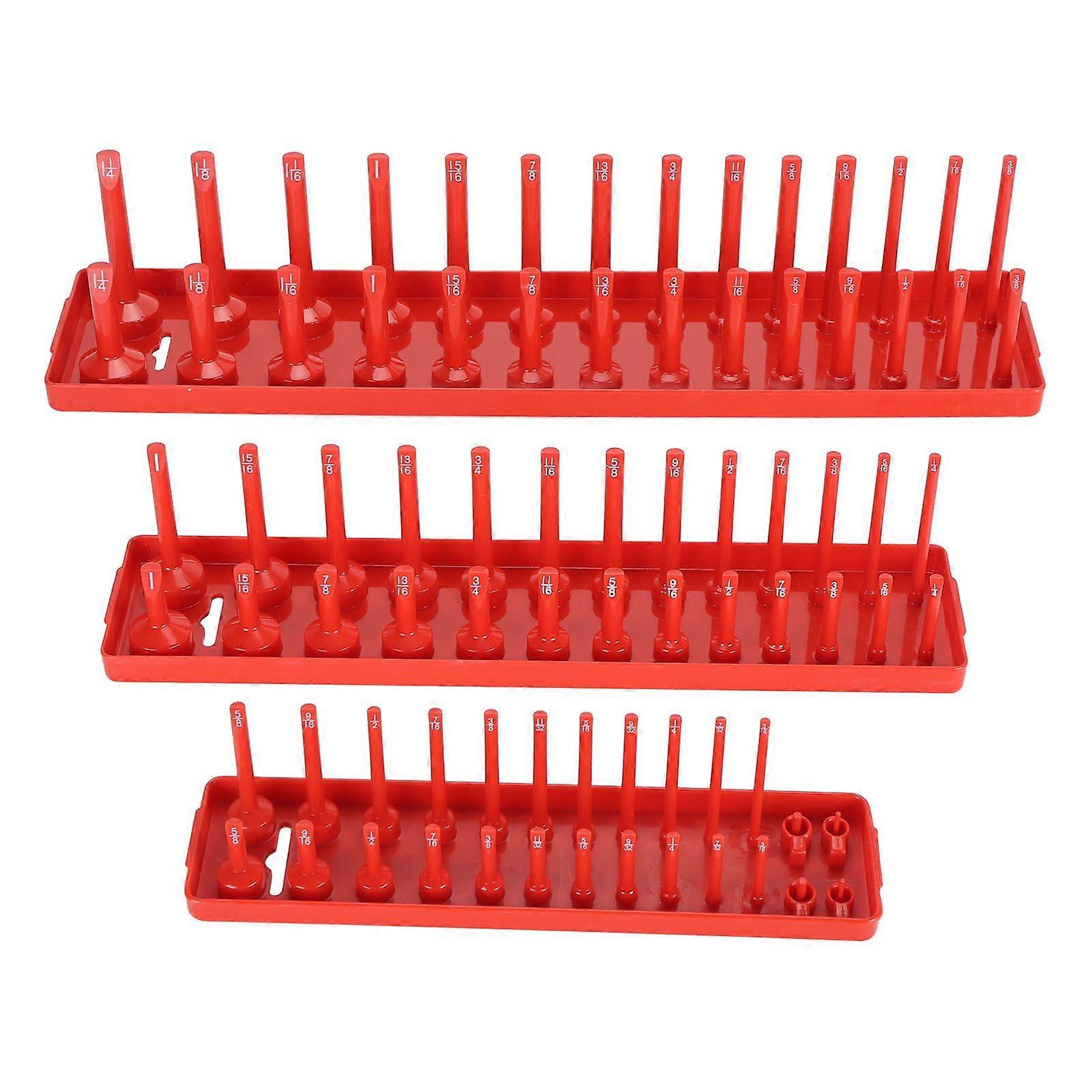 3PCS Set Drive Socket Holder Red Color Multifunctional High Stick Socket Organizer Tray