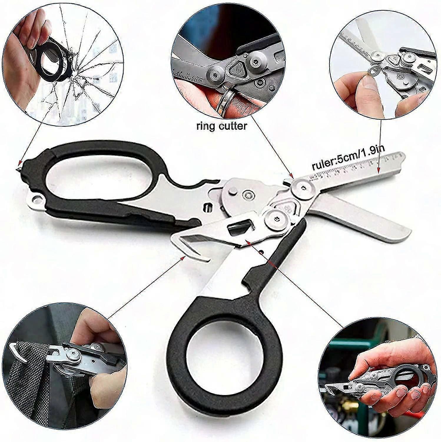 6-in-1 Multifunctional Emergency Scissors Outdoor Survival Tool Folding Trauma Shears