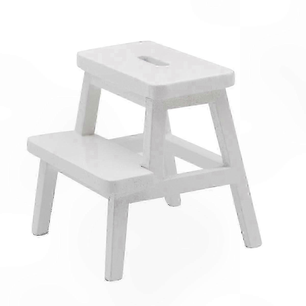 Compact Double-Layer Wooden Step Stool for Home Use