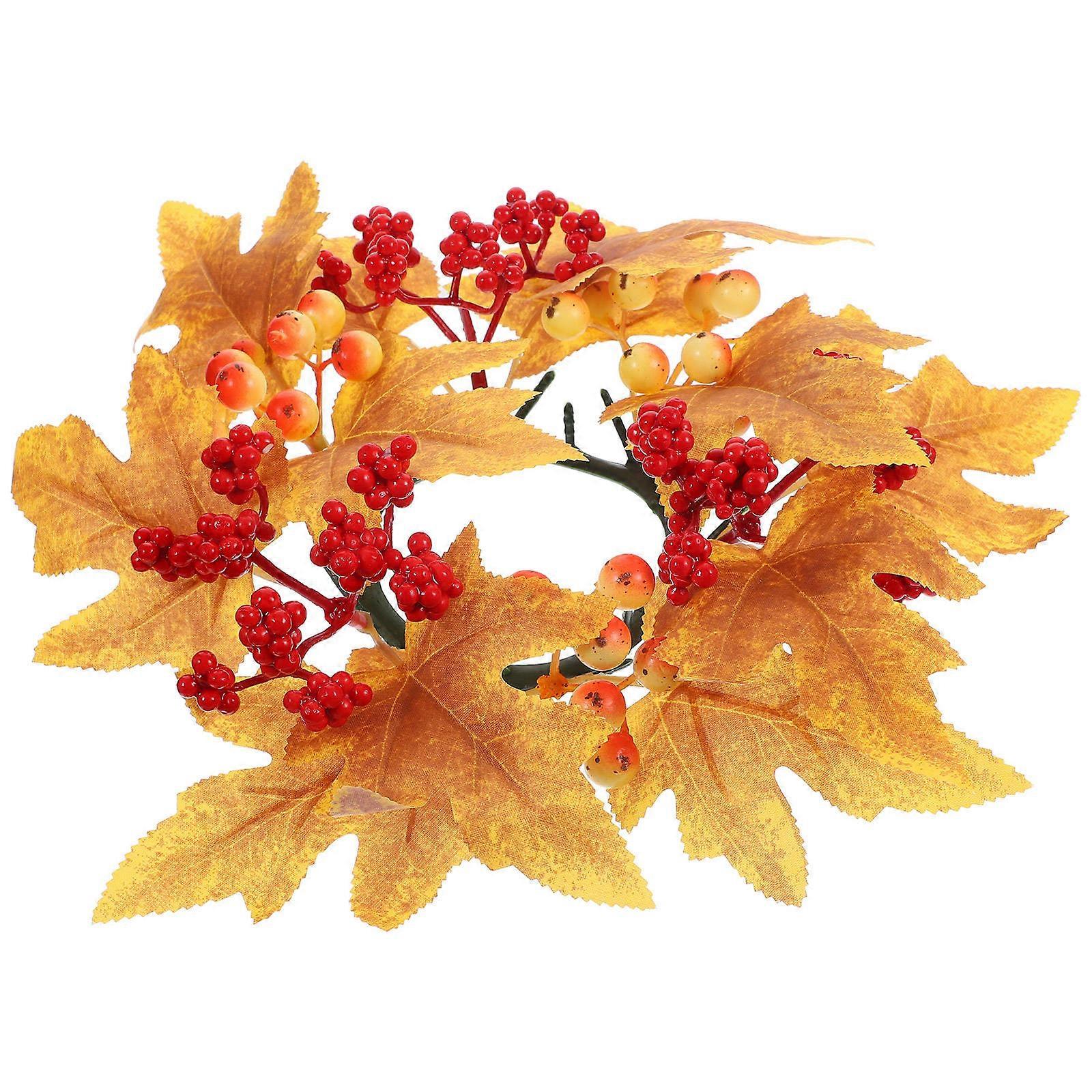 Thanksgiving Day Table Decor Candle Ring Wreath 3Pcs Fall Candle Ring