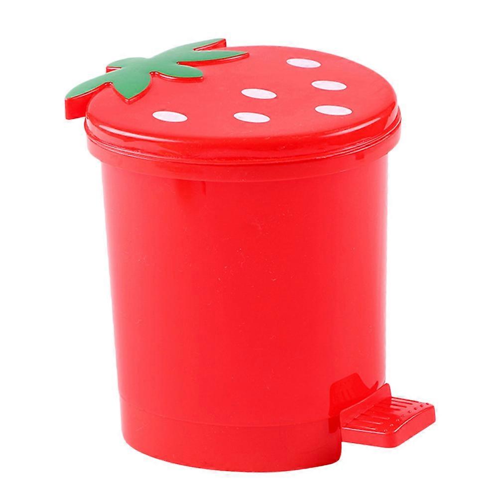 Desktop Trash Bin Strawberry Trash Can for Home Use Red 2Pcs Storage Container