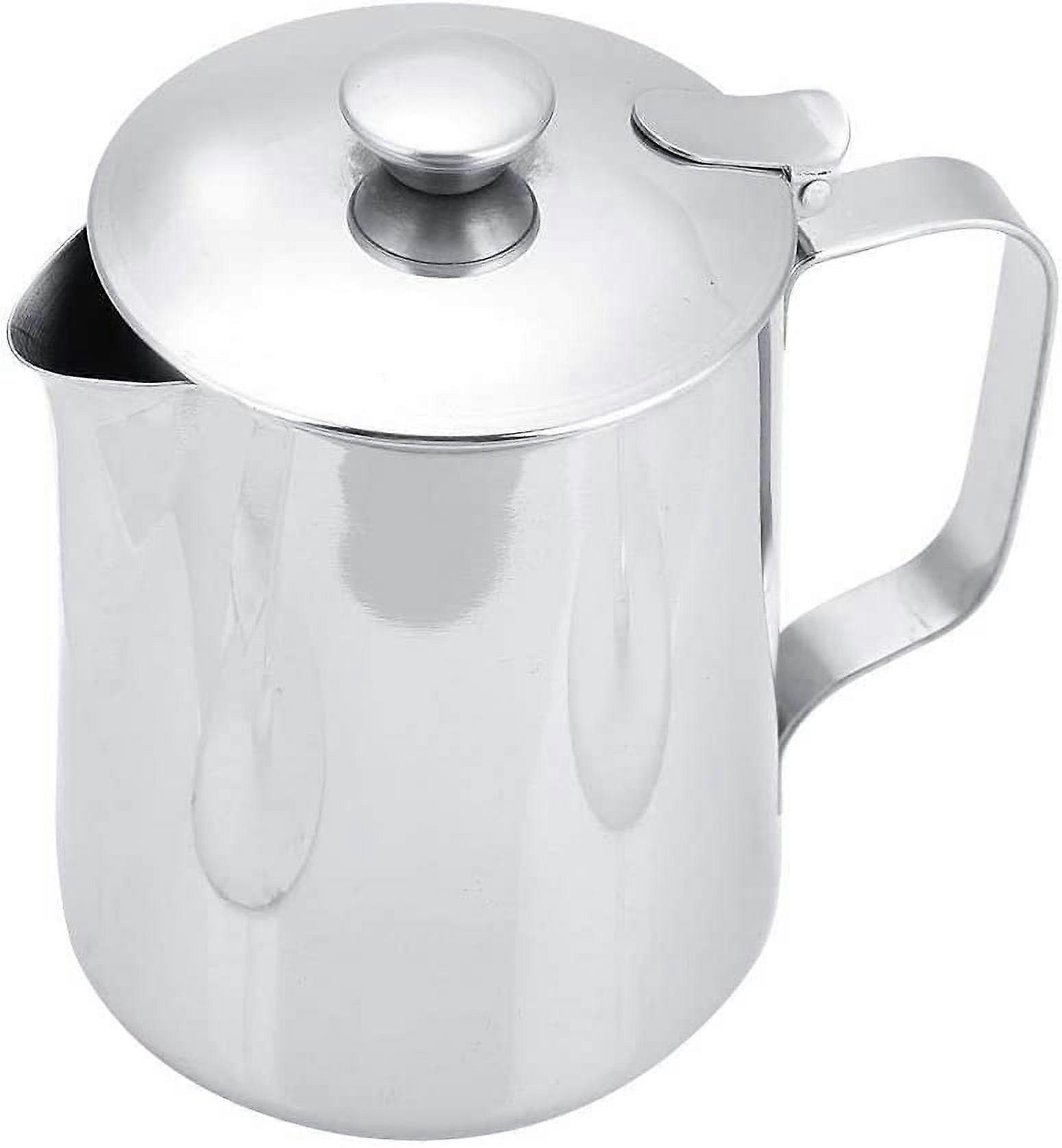 DEWIN 20oz/600ml Stainless Steel Milk Frothing Pitcher Compatible with Espresso Machines for Cappuccino, Latte Art - Silver