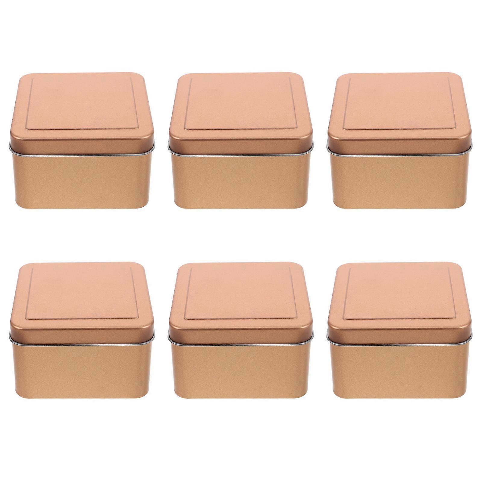 Tinplate Storage Container Metal Boxes for 12Pcs Cookie with Lid Golden