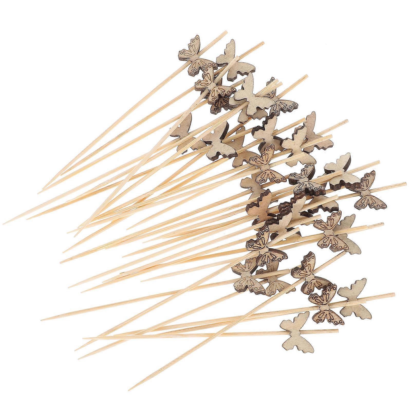 Cute Cocktail Picks Dessert Tool Bars Bamboo Craftsmanship 100Pcs