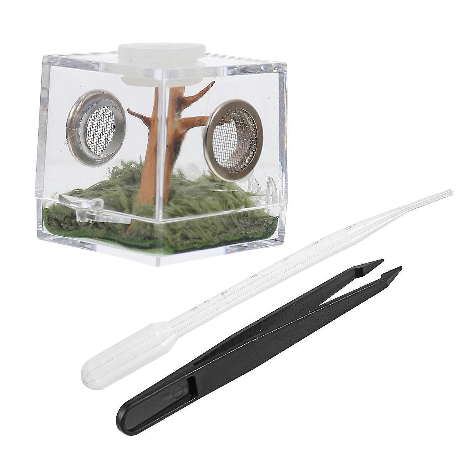 Acrylic Spider Hatching Container 5 Sets Durable Feeding Case Ideal For Home Use With Practical Ventilation 1.6X6.9X1.4In