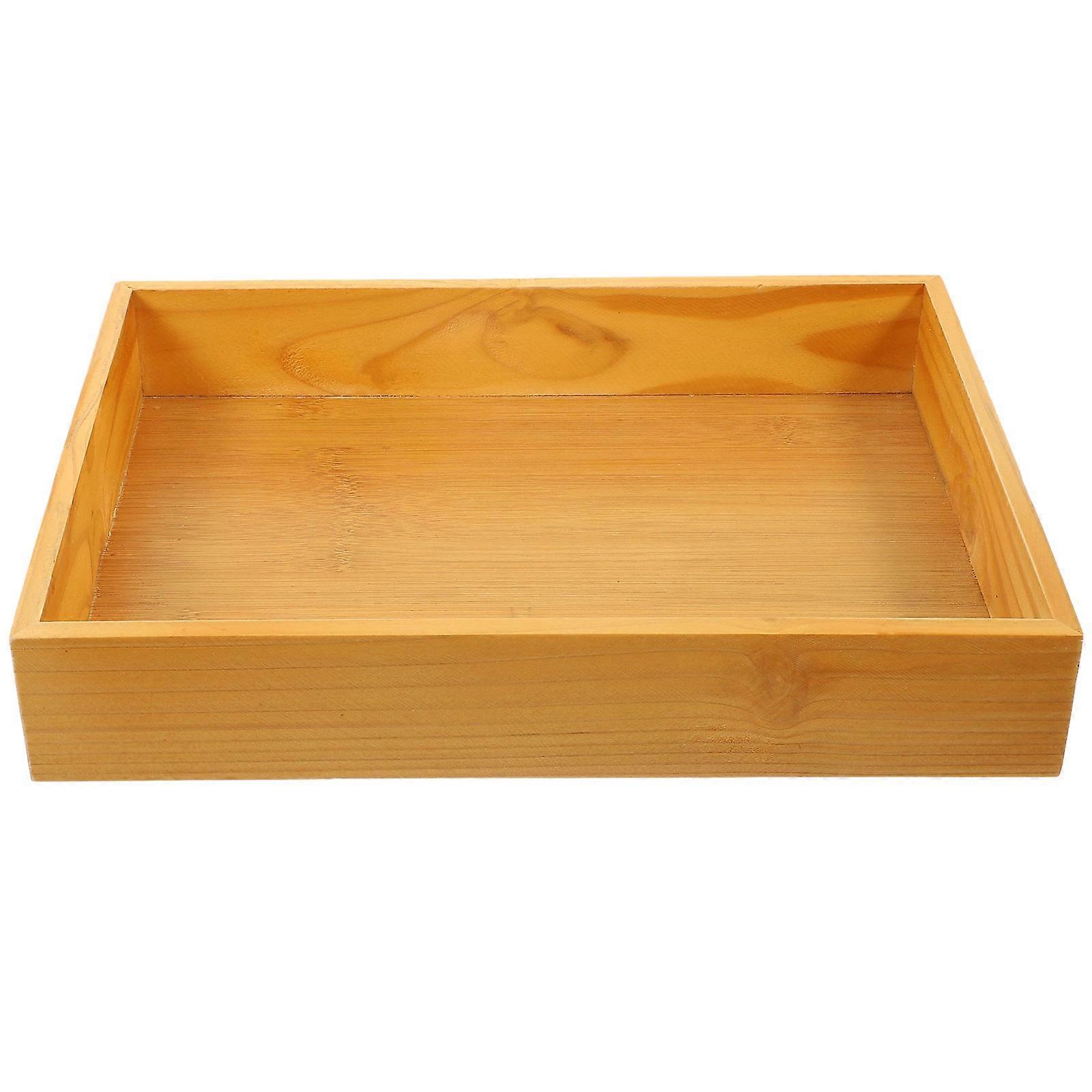 Multi-Use Wooden Food Tray 3Pcs Rectangle Serving Tray Perfect For Home Decor And Teaware Storage 12.97X9.43X2.28In Brown Classic Design