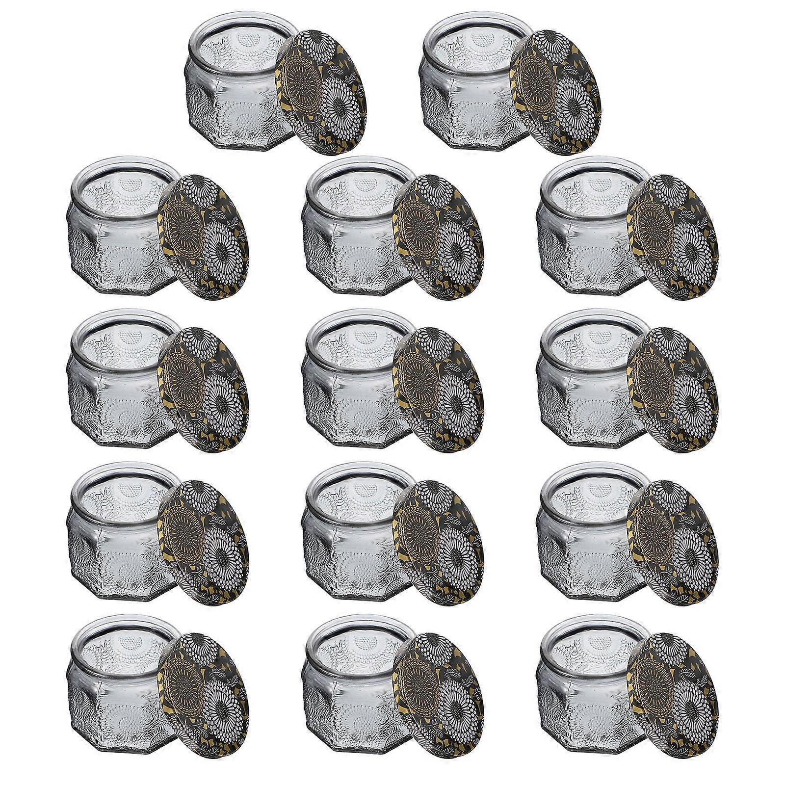 14Pcs Embossed Glass Candle Making Jars for Storage Grey Containers