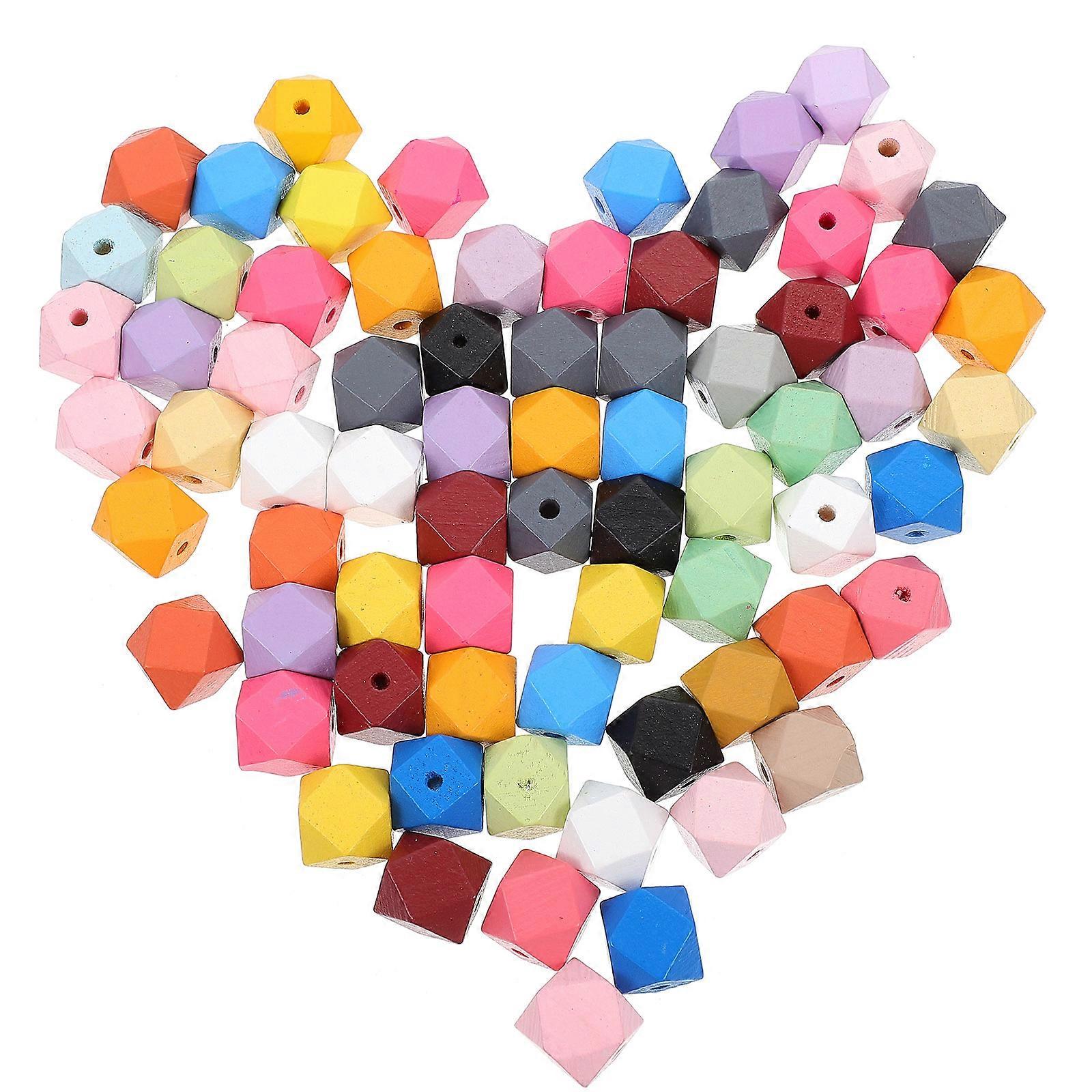 DIY Beads Octagonal Wood Beads for Necklace Making 350Pcs Mixed Color