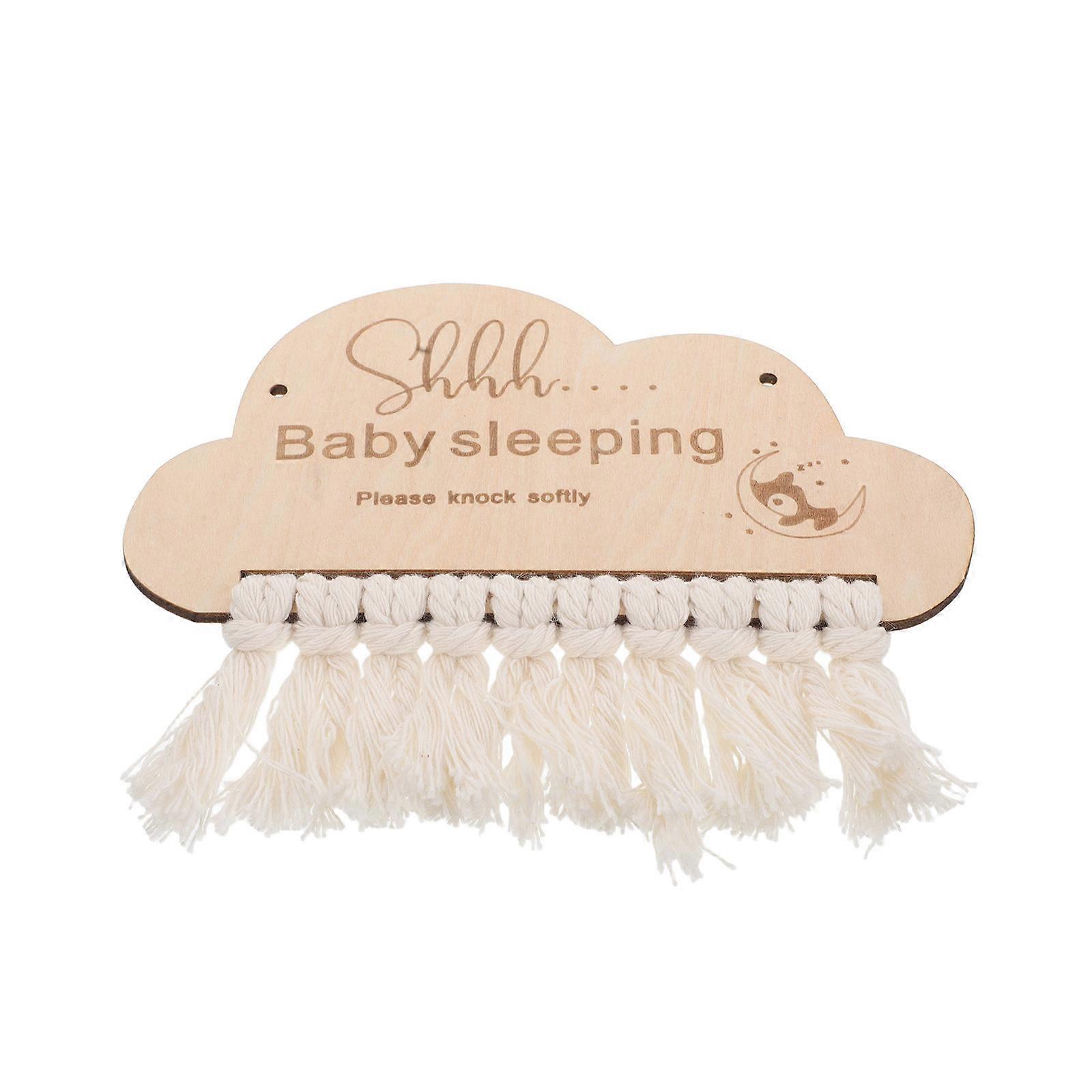 3Pcs Wooden Infant Sleeping Sign Door Decoration For Front Door Disturbance Prevention Rectangular Minimalist Style