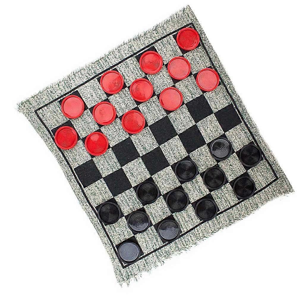 Giant Checkers Set Game Board Chessboard with 24 Chess Checkers Indoor Games
