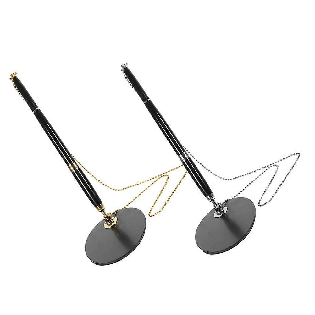 Minimalist Metal Ballpoint Pen With Chain Attached Base Stand For Office Work In Assorted Color 0.5Mm Sketching 2 Sets