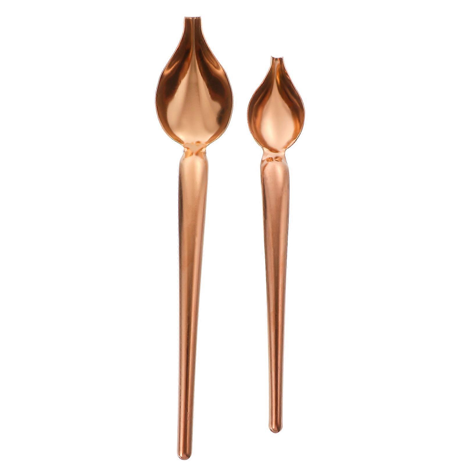 Saucier Culinary Spoons Drawing Spoon for Sauce Drizzle 6Pcs Rose Gold