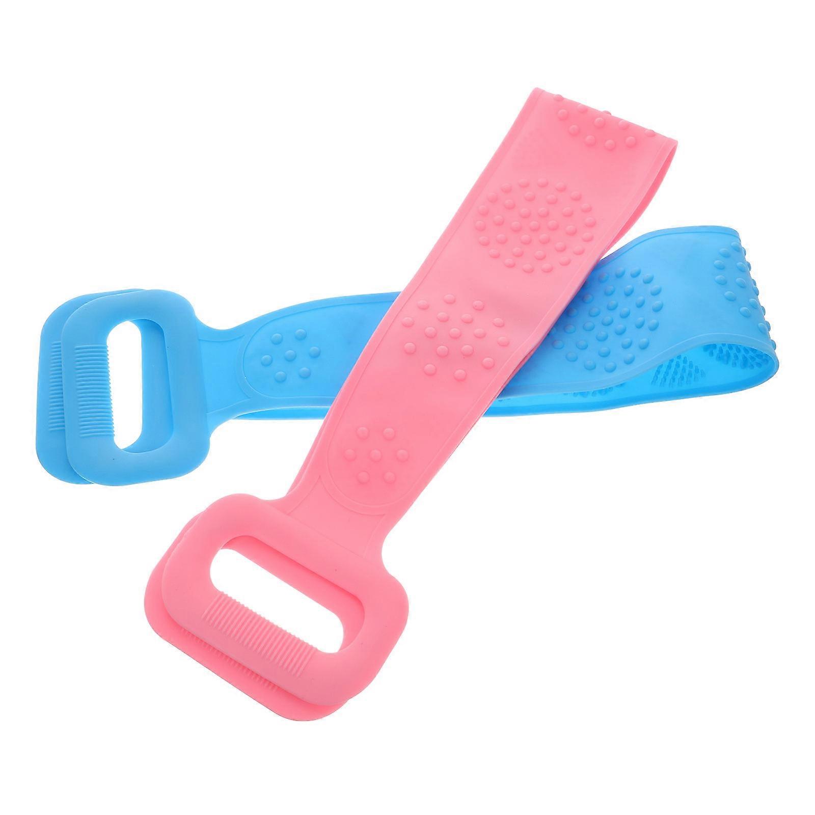 Bath Towel Silicone Back Exfoliating Belt for Deep Cleaning 2Pcs Assorted Color