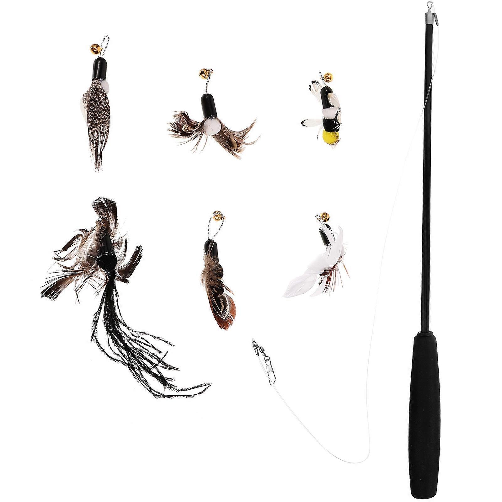 Interactive Cat Wand Toys Playtime 37X2.5X2.5cm Colorful Design Behavior Correction 2 Sets