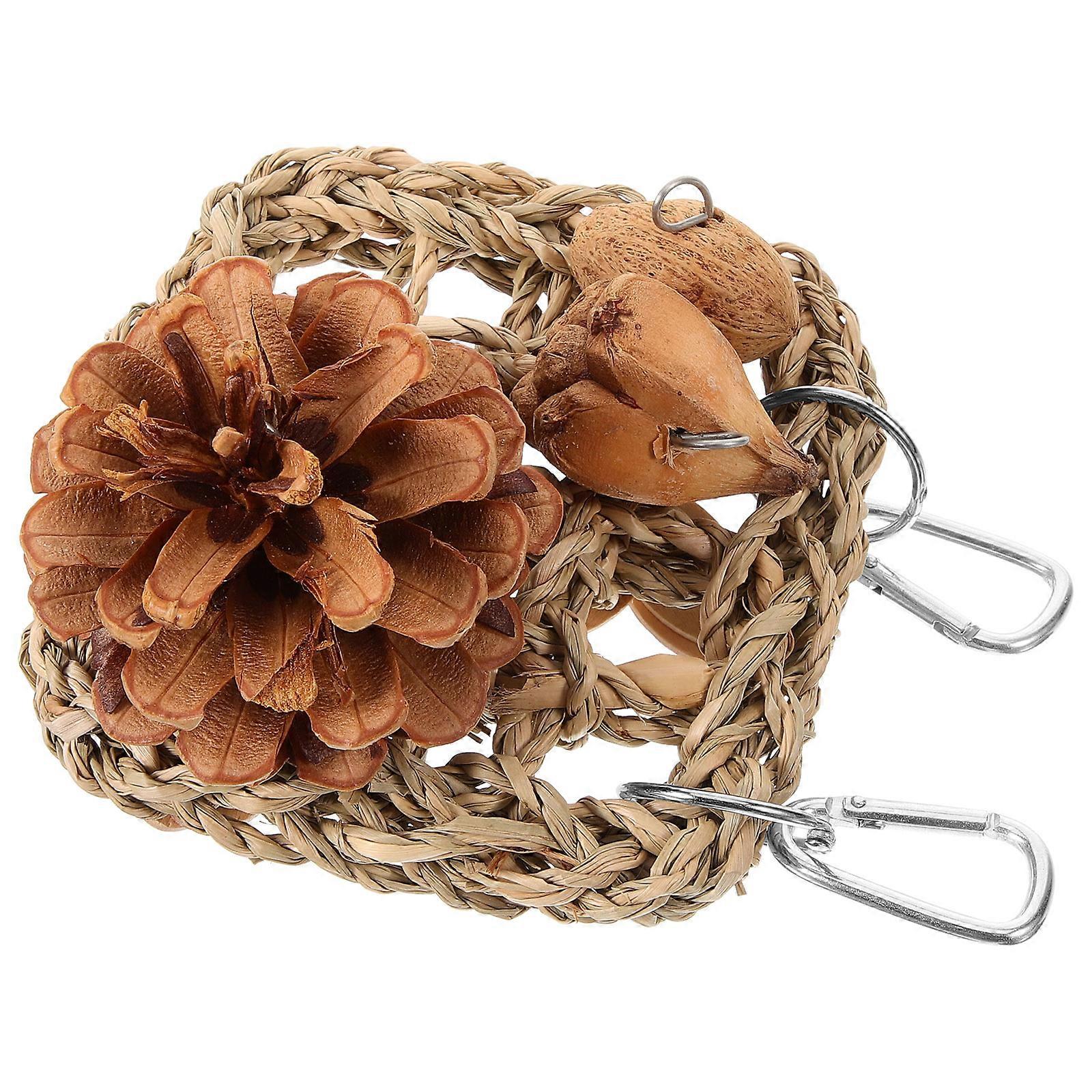 Climbing Rope Net For Parrots And Birds Indoor Activity 11.00X11.00X9.00CM Brown Material 3Pcs