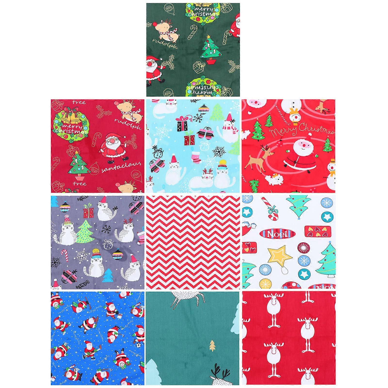 Christmas Patchwork Fabric for DIY with 30Pcs Cotton Fabric Bundles