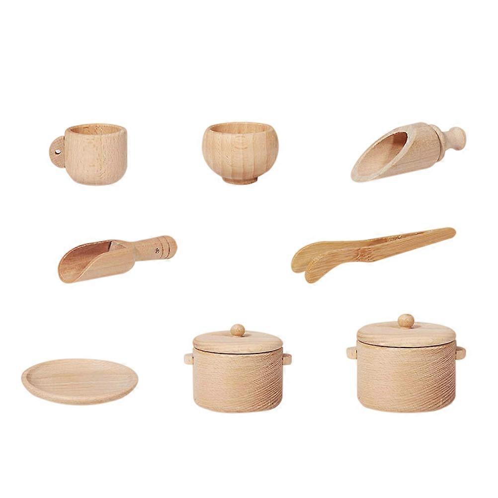 Kids Toy Hands-on Table Ware Wooden Set for Play 5Sets Tableware