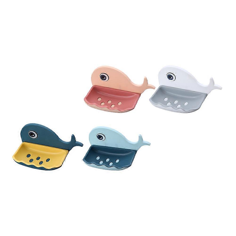 Wall-Mounted Soap Holder 4Pcs Whale Shape Bathroom Storage Accessories Assorted Color Practical Design