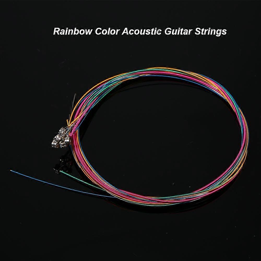 6pcs/Set Rainbow Colors Colorful Acoustic Guitar Strings Musical Instruments Replacement Steel Chord Wire