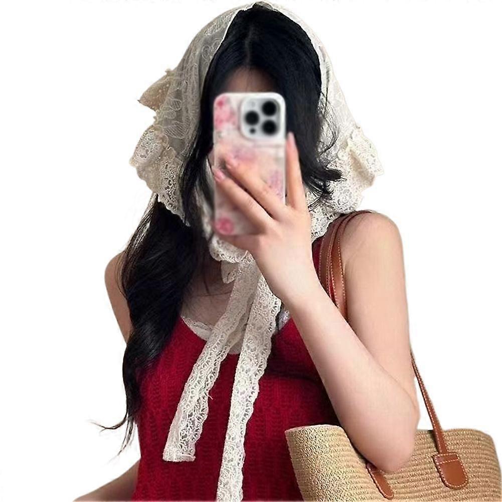 Korean Retro Lace Trim Triangle Scarf Multi Functional Waistband Skirt Headscarf