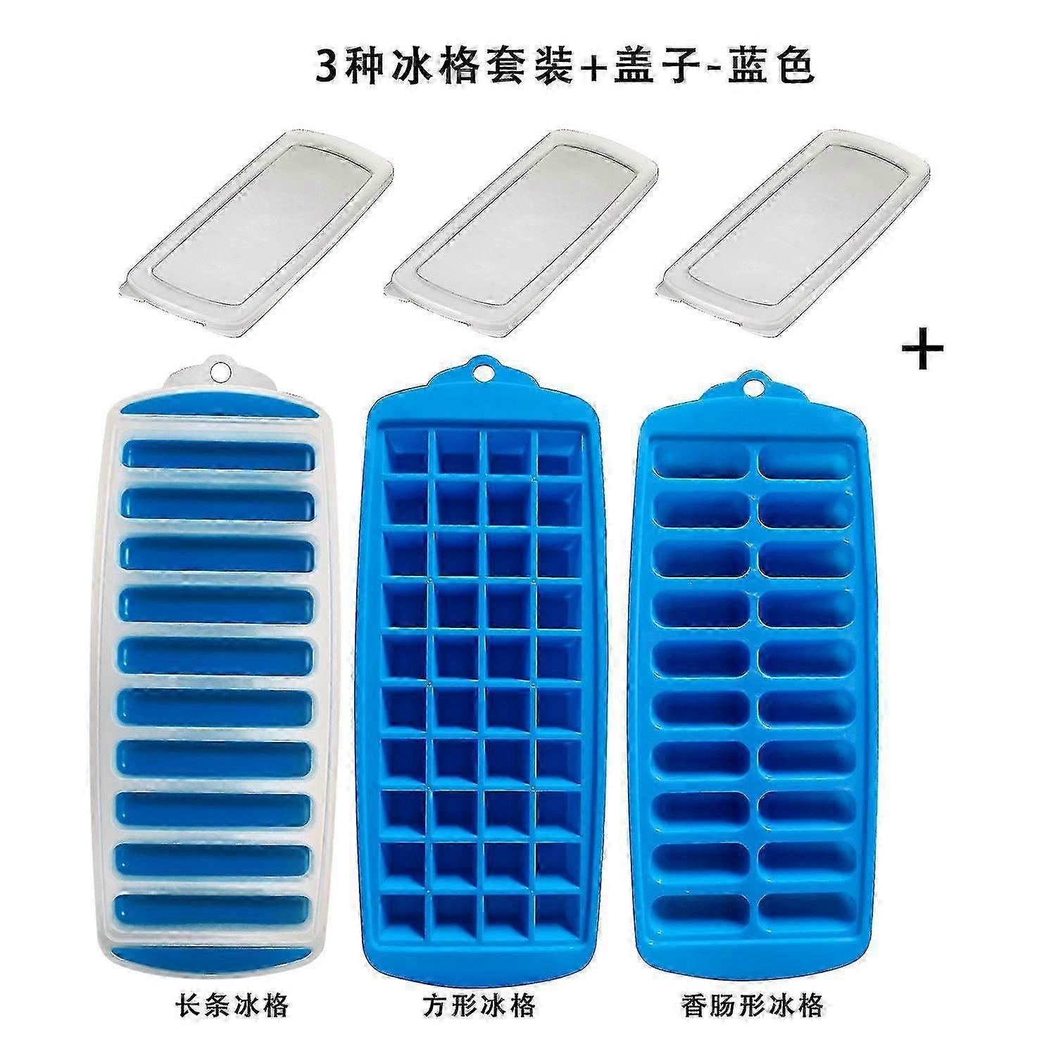 Ice Box Set Of 3 Ice Compartments - Blue + Lid