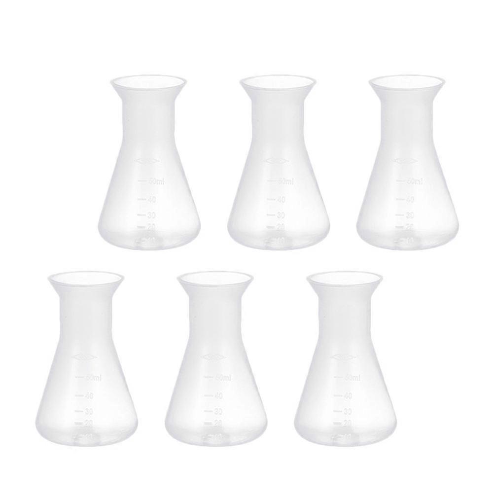 Chemical Flask Plastic Flask for Storage 6Pcs Transparent Erlenmeyer Laboratory Flasks