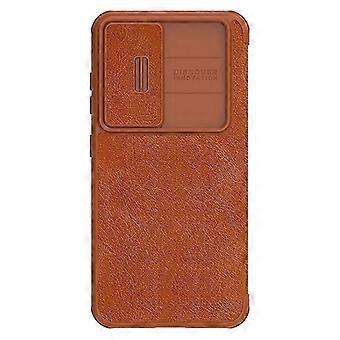 Voor Samsung Galaxy S23 5G NILLKIN QIN Series Pro Schuif Camera Cover Design Lederen Telefoonhoesje