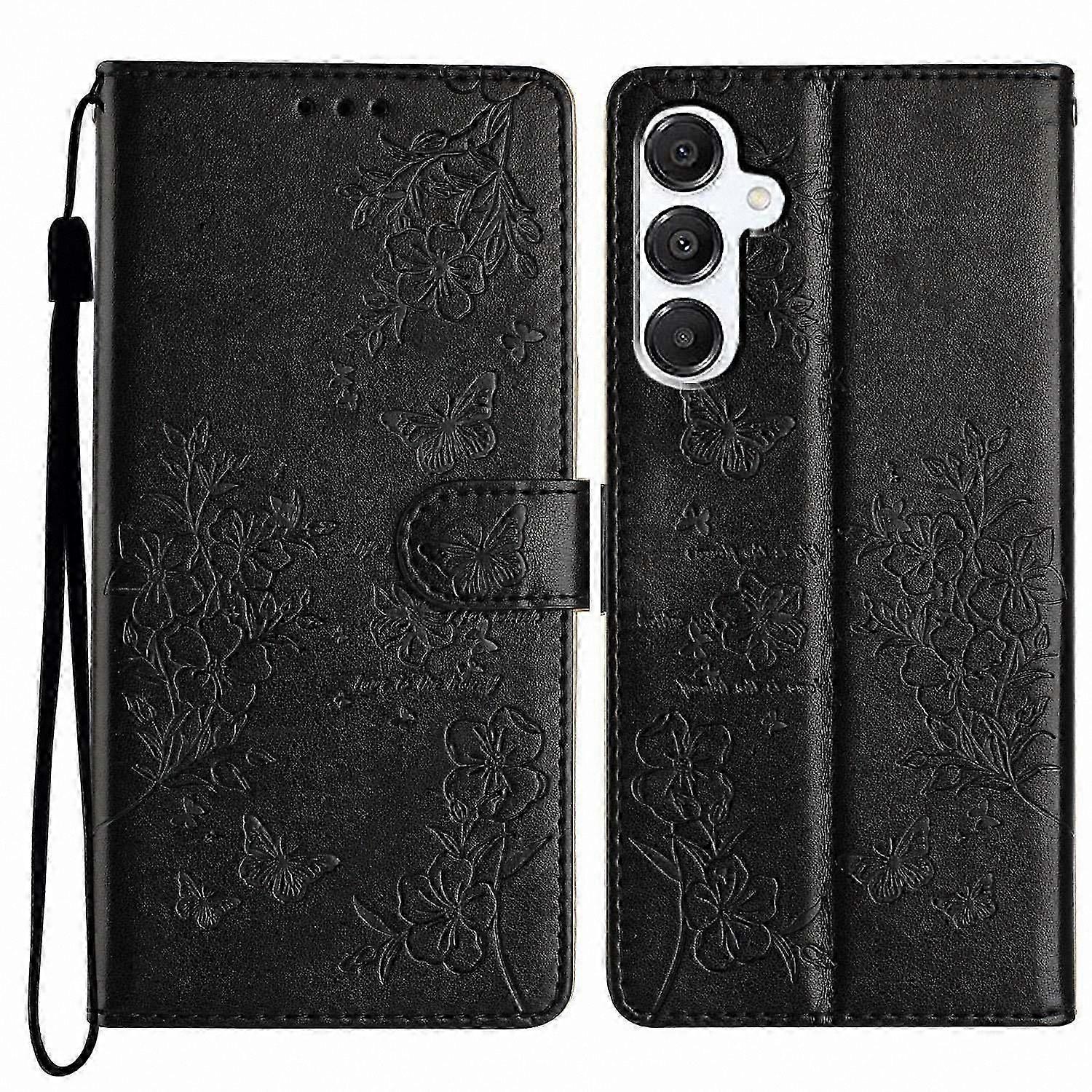 Wallet Phone Case with Butterfly Floral Design for Galaxy A26 5G - Leather Flip Cover Protector