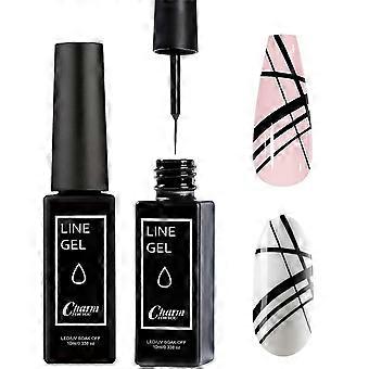 ZENGO Gel-Nagellack-Liner Weißer Nagelgel-Lack 10ml Nagelliner, auftupferbarer Gel-Lack mit dünnem Pinsel für French Nail Art, ablösbar unter UV/LED (Schwarz)